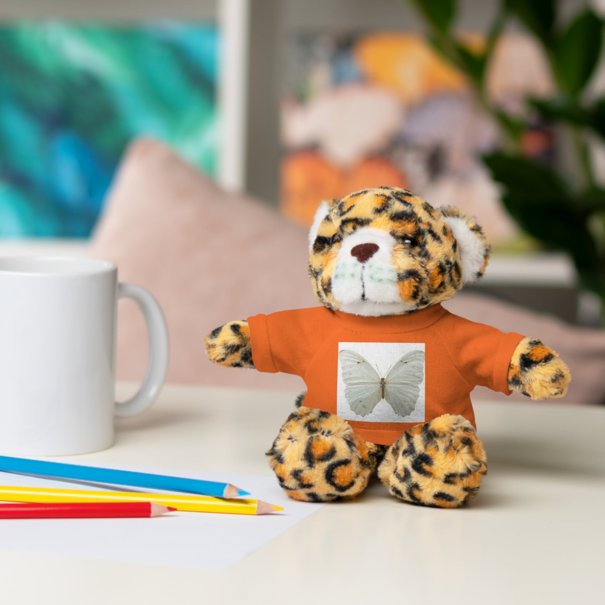 Plush Teddy Bear with Butterfly Tee — Soft Stuffed Animal Gift