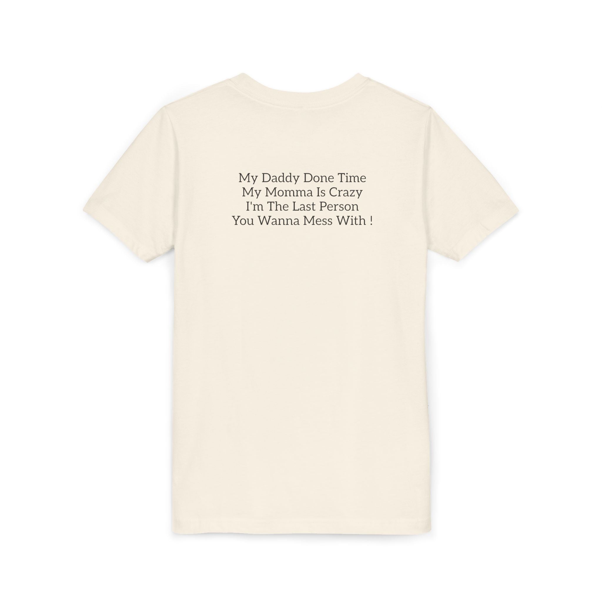 Youth Tee "Caution..." Back Quote — Protective Family Message Shirt