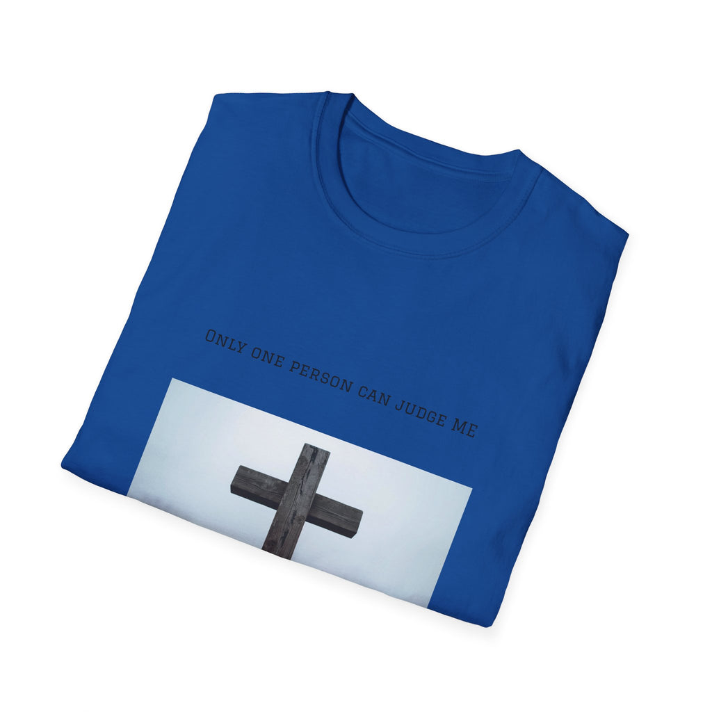 Cross Photo T-Shirt — "Only One Person Can Judge Me" Christian Tee
