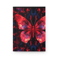 Butterfly Hardcover Journal — Neon Red & Blue Fantasy Notebook for Writing, Art, Gifts