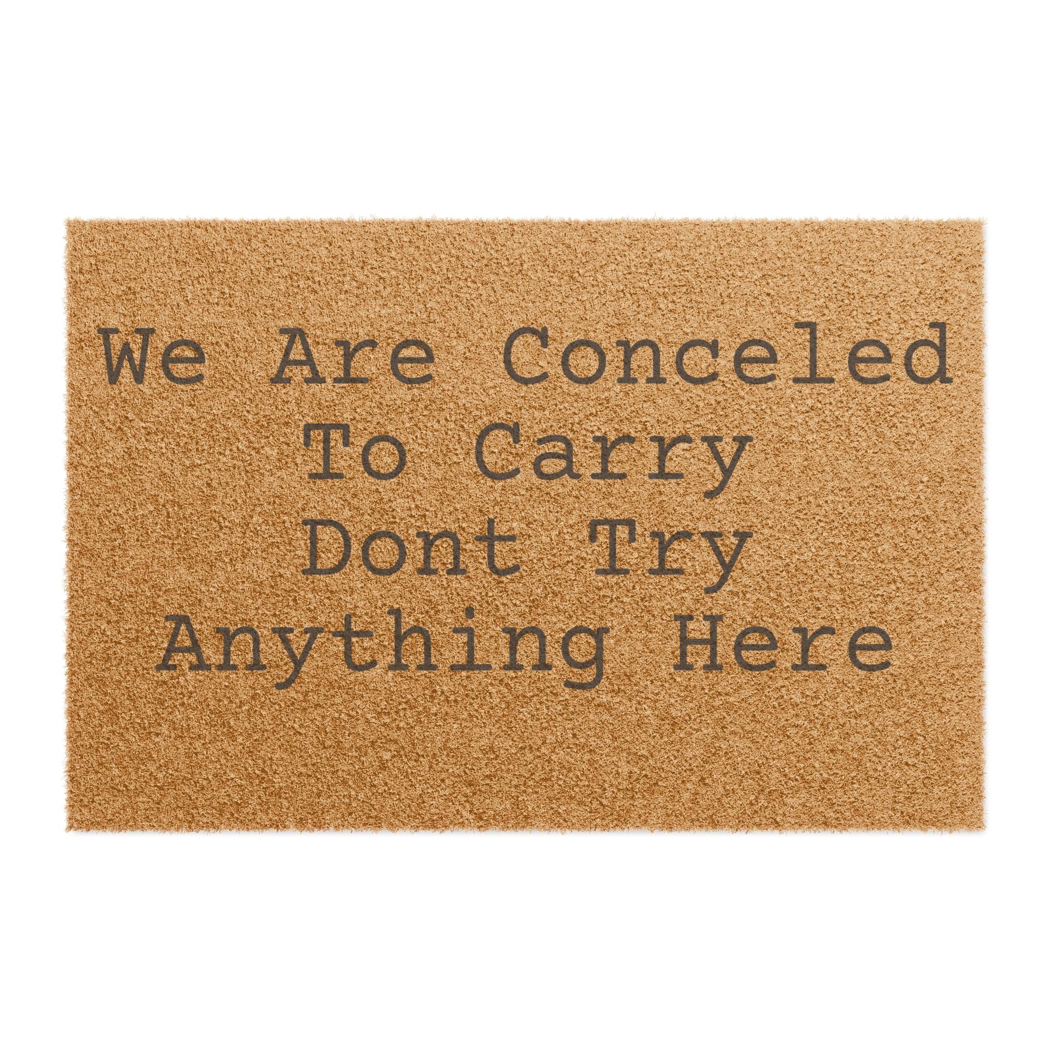 Doormat - "We Are Concealed To Carry Don't Try Anything Here" Funny Warning Welcome Mat