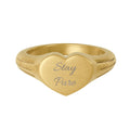 Heart Signet Ring — Engraved Stainless Steel "Stay Pure"