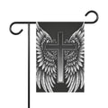 Faith Cross Garden Flag with Angel Wings — Outdoor House Banner for Memorials & Christian Decor