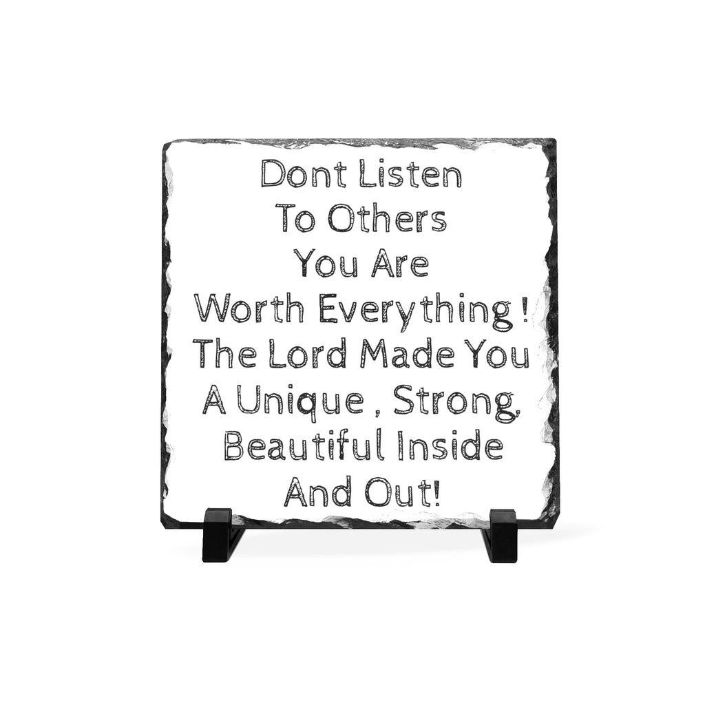 Inspirational Slate Desk Plaque – “Don’t Listen to Others” Christian Encouragement Gift