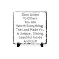 Inspirational Slate Desk Plaque – “Don’t Listen to Others” Christian Encouragement Gift