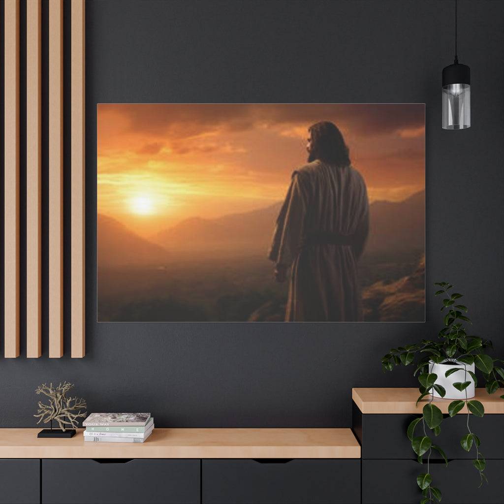 Inspirational Jesus Sunrise Matte Canvas Print — Religious Wall Art for Home & Church