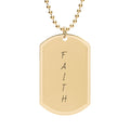 Faith Engraved Gold Dog Tag Necklace — Inspirational Religious Pendant on Chain
