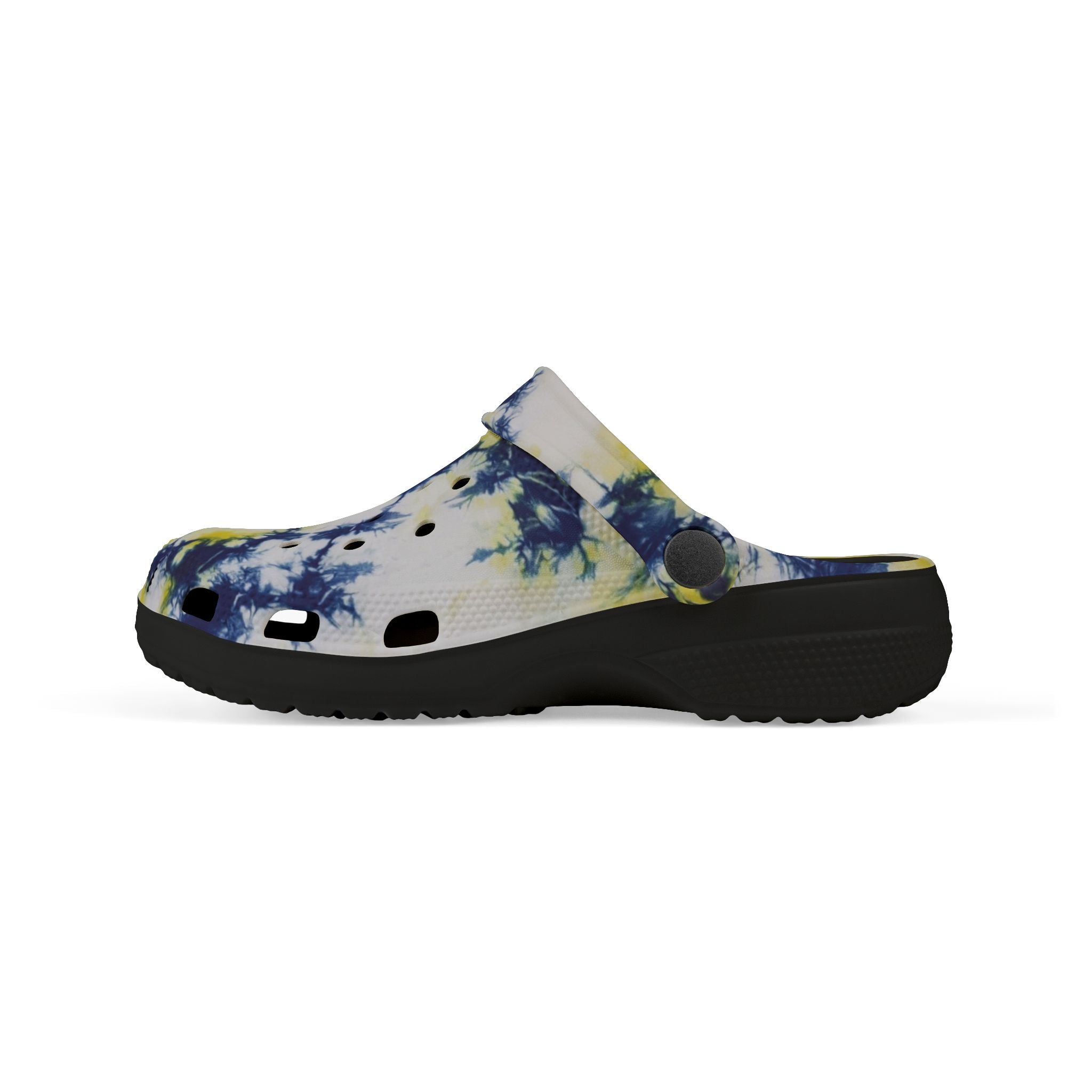 Kids Tie-Dye EVA Foam Clogs — Yellow & Navy Comfortable Garden Shoes