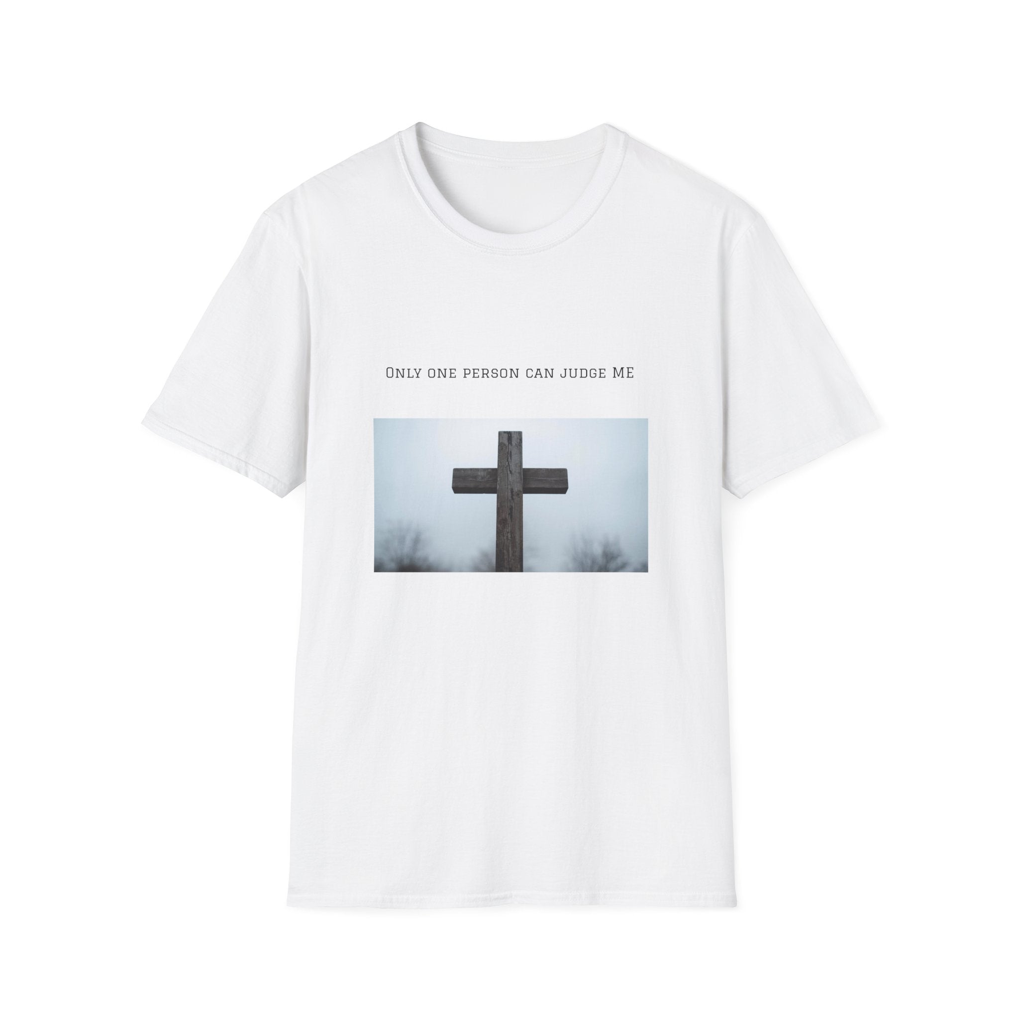 Cross Photo T-Shirt — "Only One Person Can Judge Me" Christian Tee