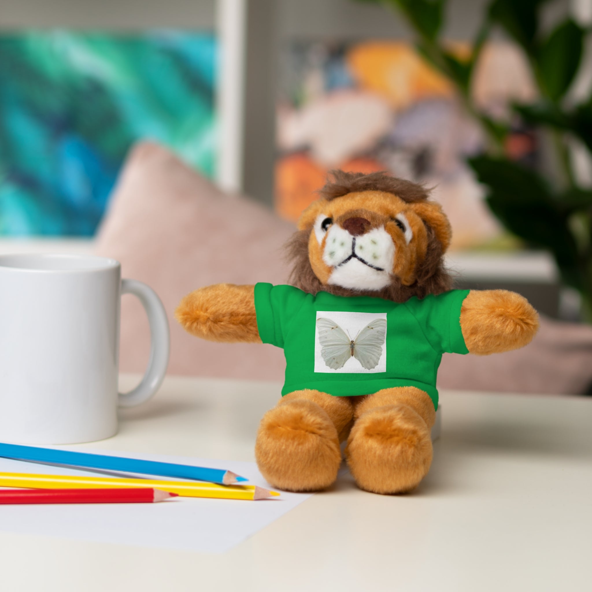 Plush Teddy Bear with Butterfly Tee — Soft Stuffed Animal Gift