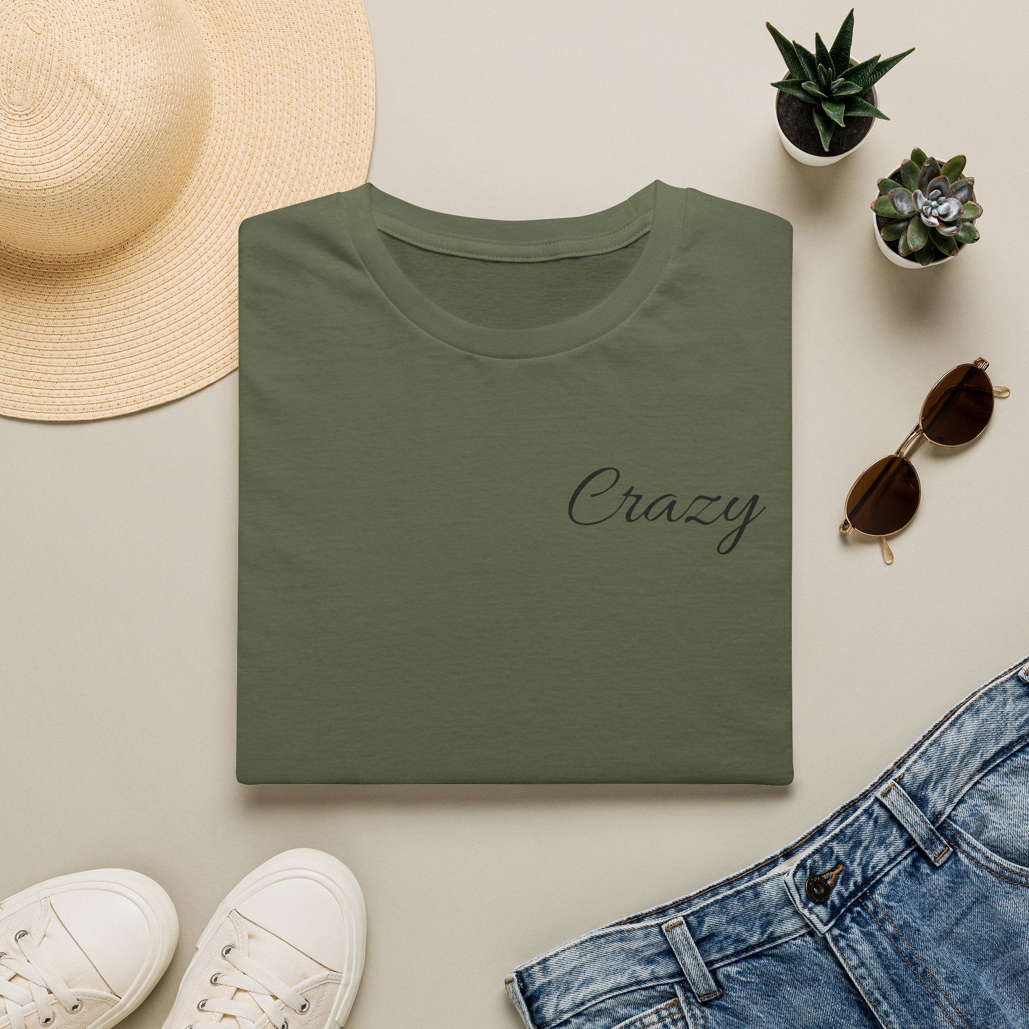 Crazy Script Tee — Minimal Script Graphic T‑Shirt