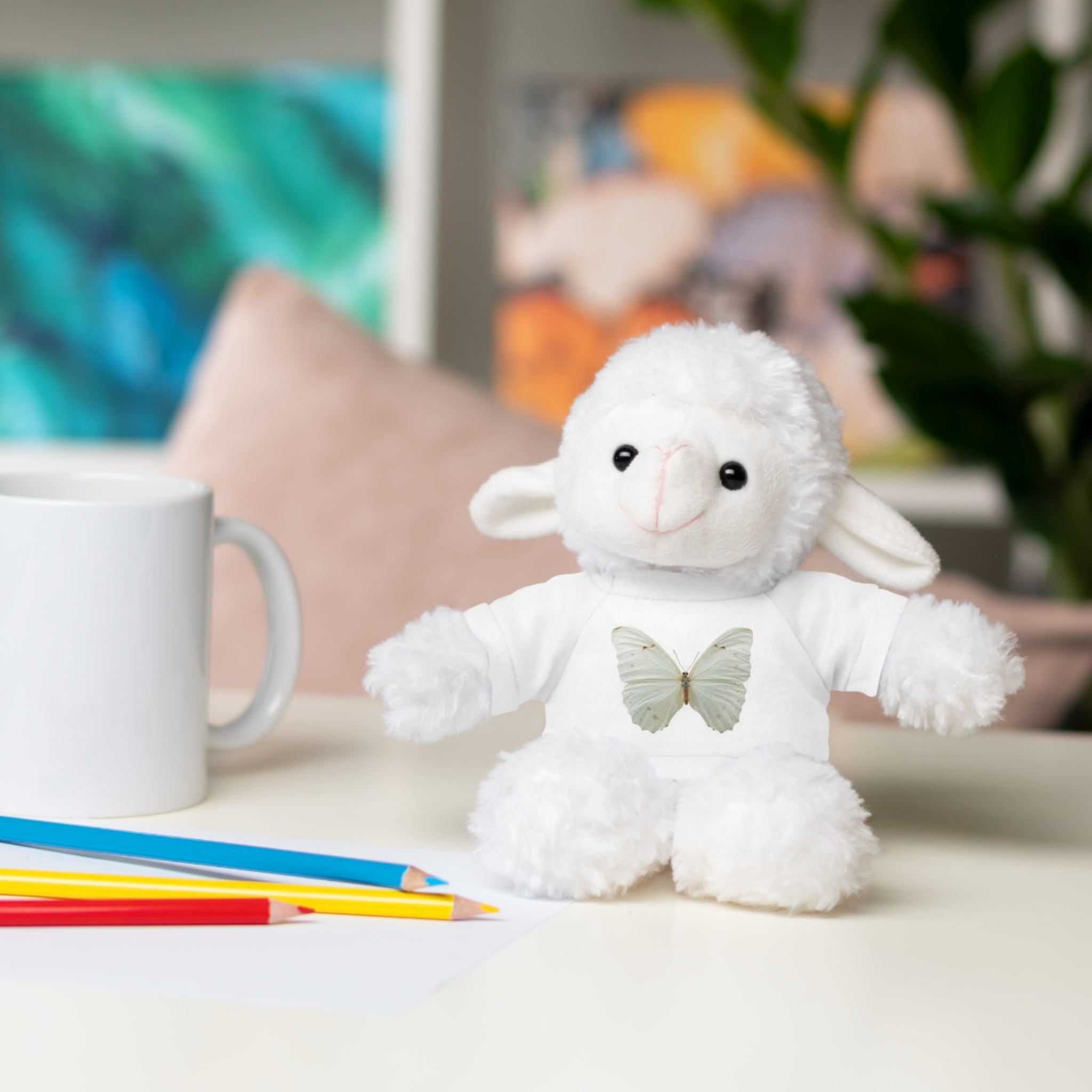 Plush Teddy Bear with Butterfly Tee — Soft Stuffed Animal Gift