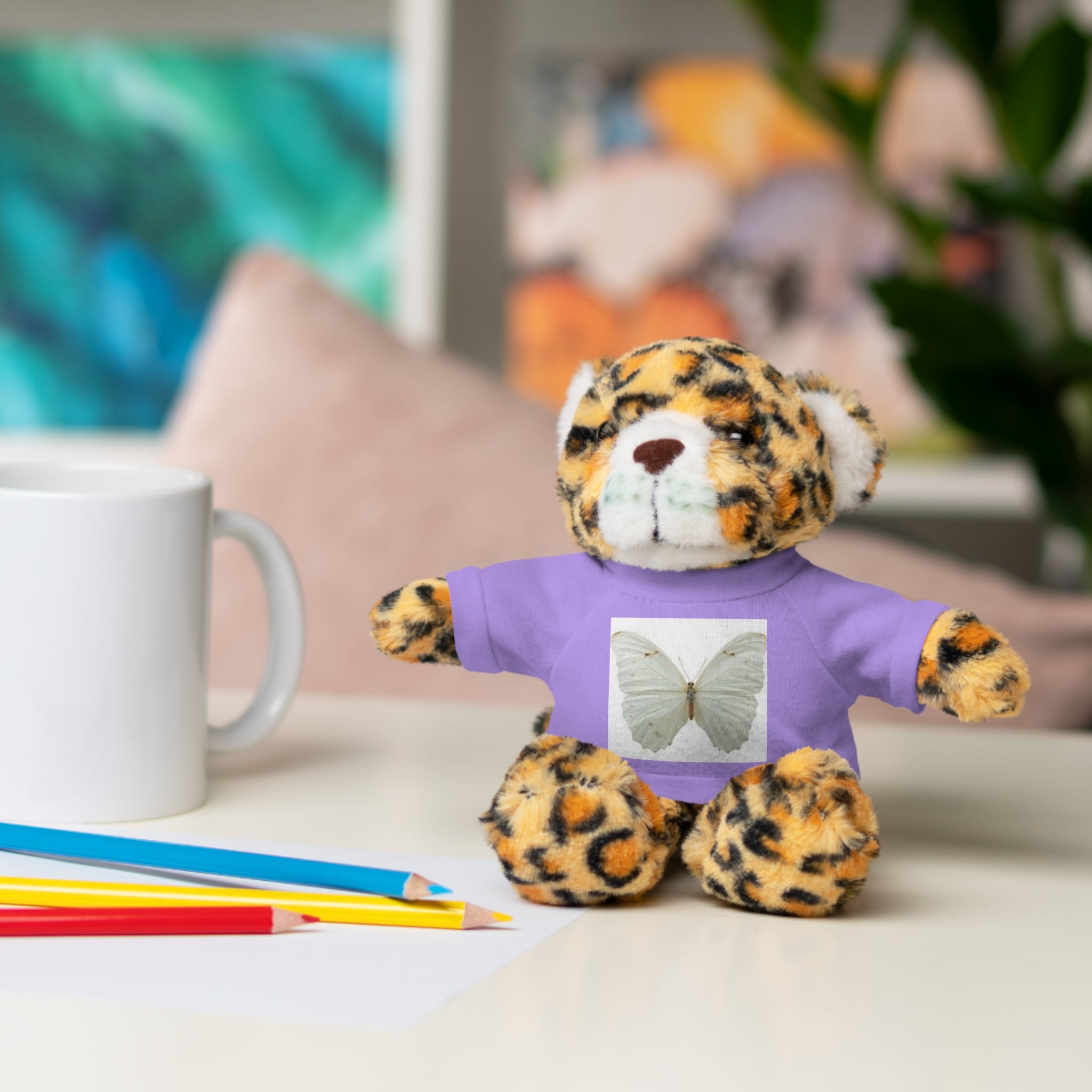 Plush Teddy Bear with Butterfly Tee — Soft Stuffed Animal Gift