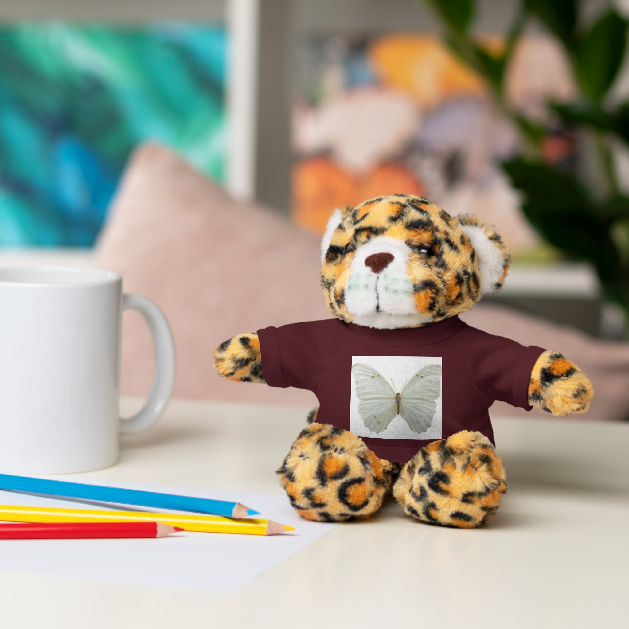 Plush Teddy Bear with Butterfly Tee — Soft Stuffed Animal Gift