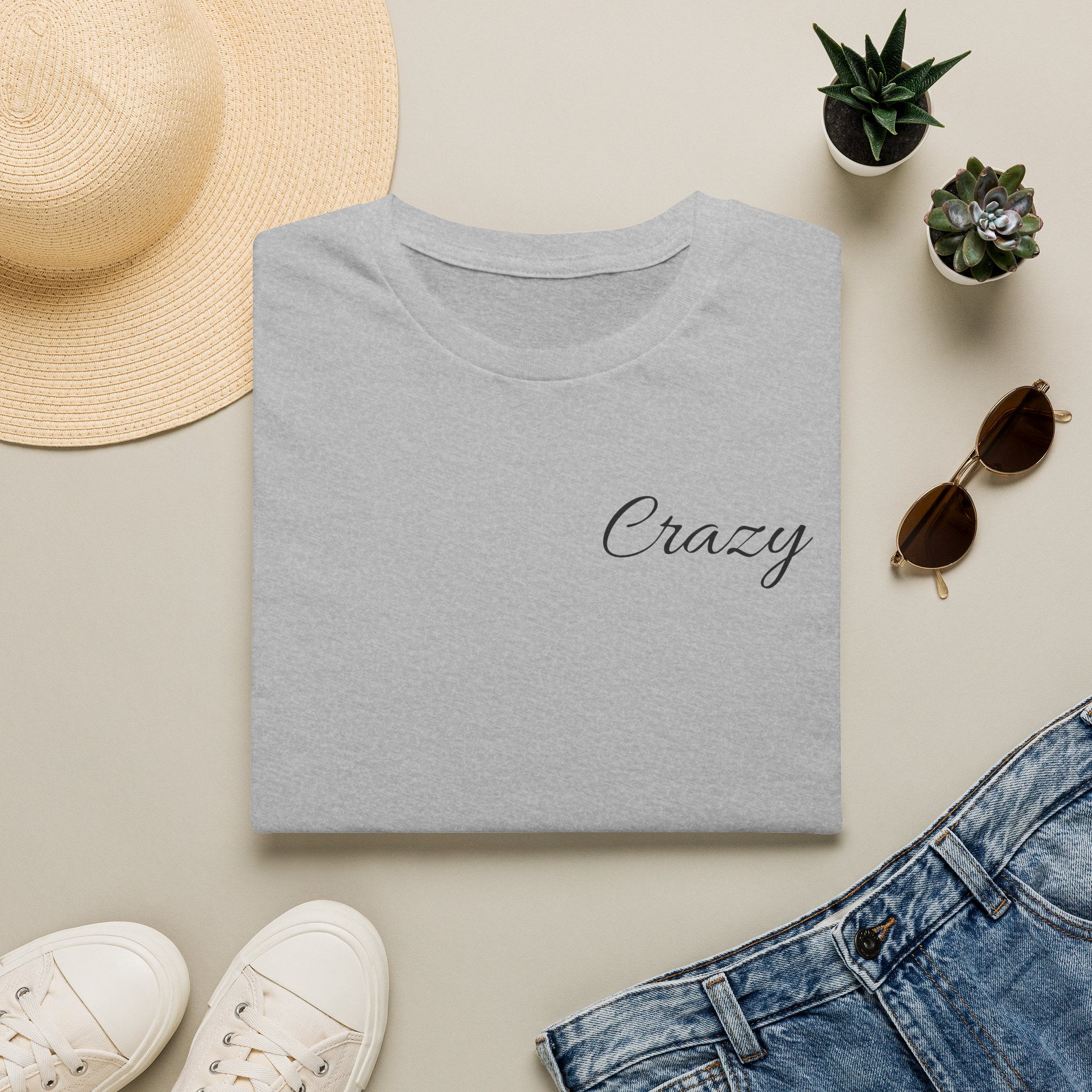 Crazy Script Tee — Minimal Script Graphic T‑Shirt
