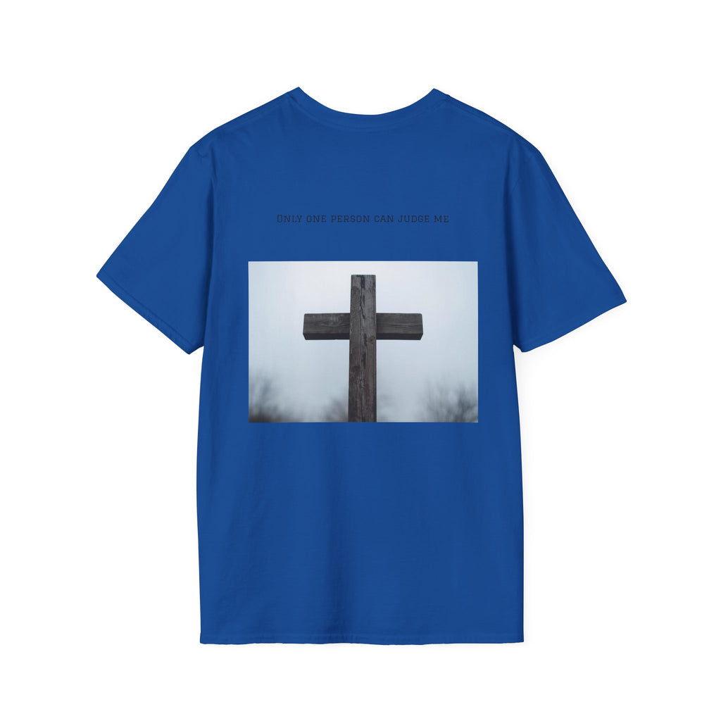 Cross Photo T-Shirt — "Only One Person Can Judge Me" Christian Tee