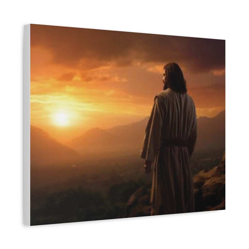 Inspirational Jesus Sunrise Matte Canvas Print — Religious Wall Art for Home & Church