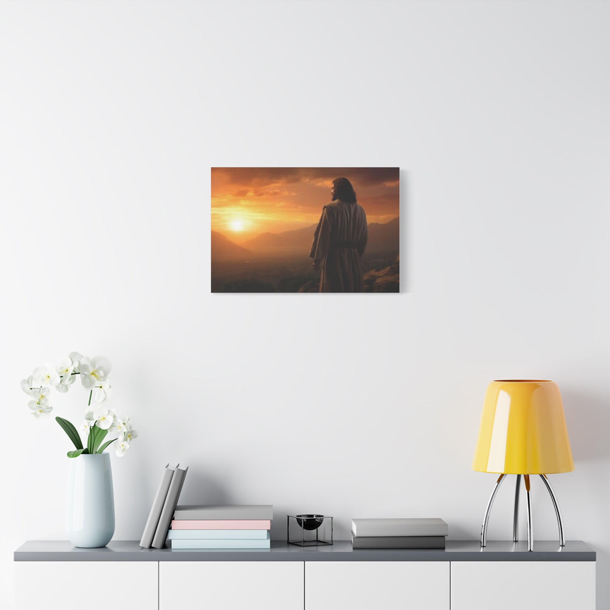 Inspirational Jesus Sunrise Matte Canvas Print — Religious Wall Art for Home & Church