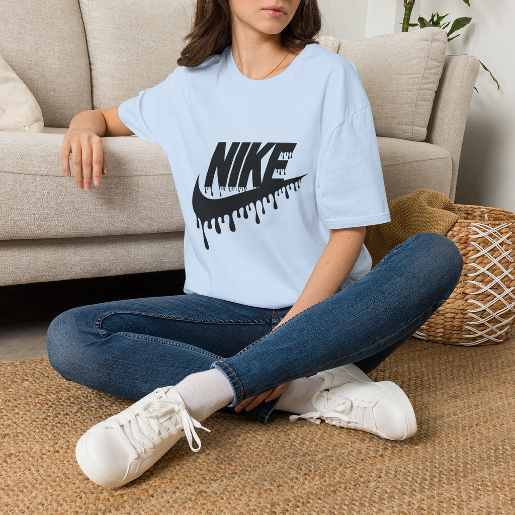 Drip Logo T‑Shirt — Black 'NIKE' Dripping Swoosh Graphic Tee