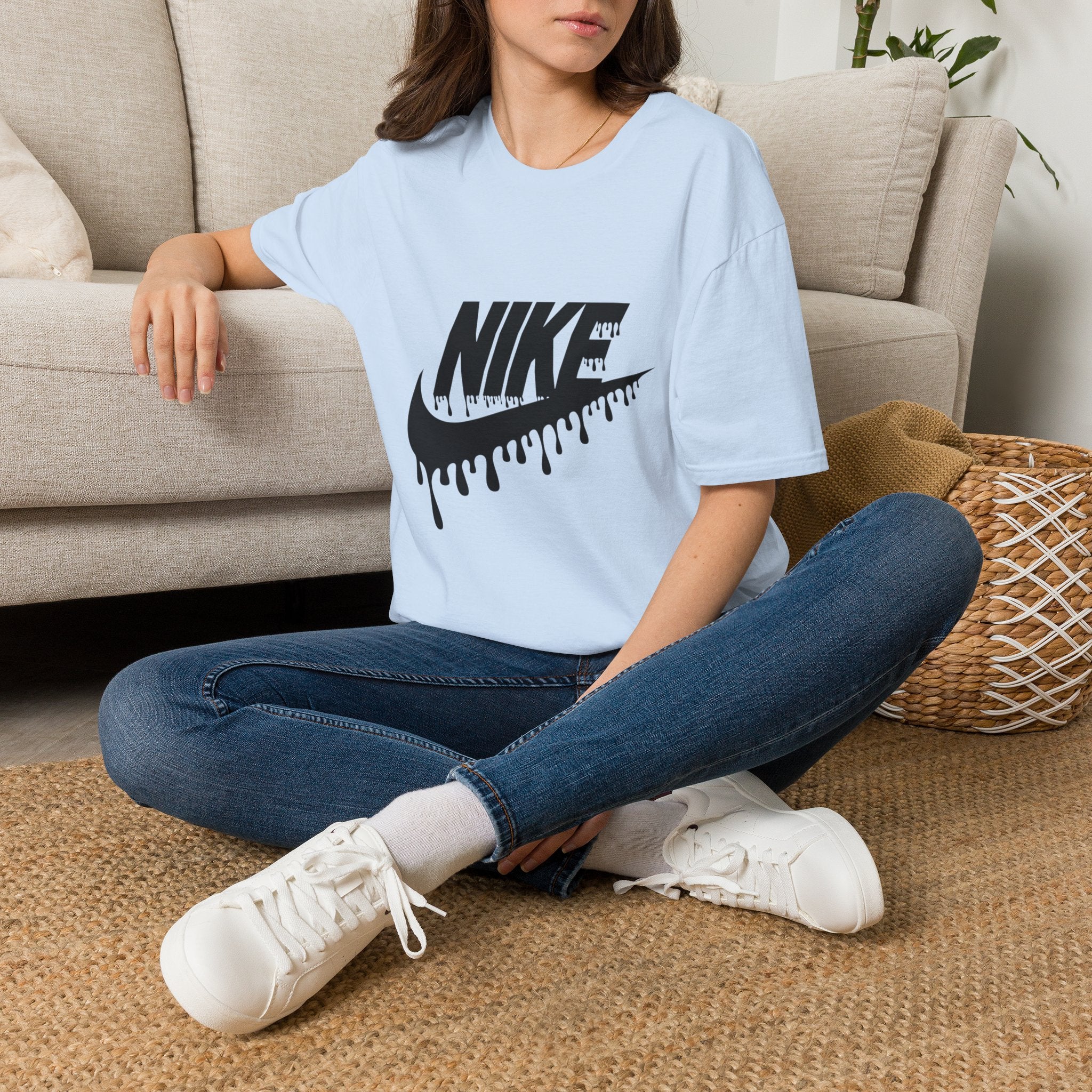 Drip Logo T‑Shirt — Black 'NIKE' Dripping Swoosh Graphic Tee