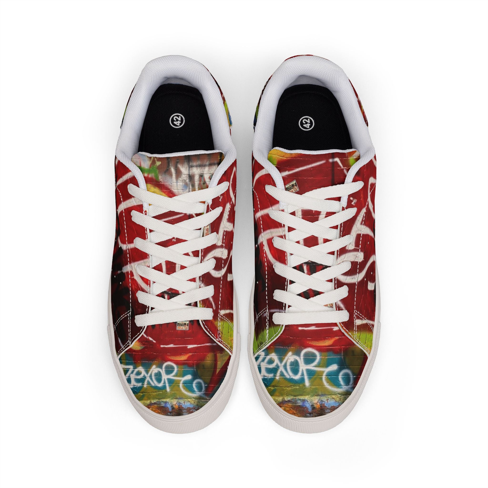 Graffiti 'STOP' Low-Top Leather Sneakers — Urban Street Style Shoes