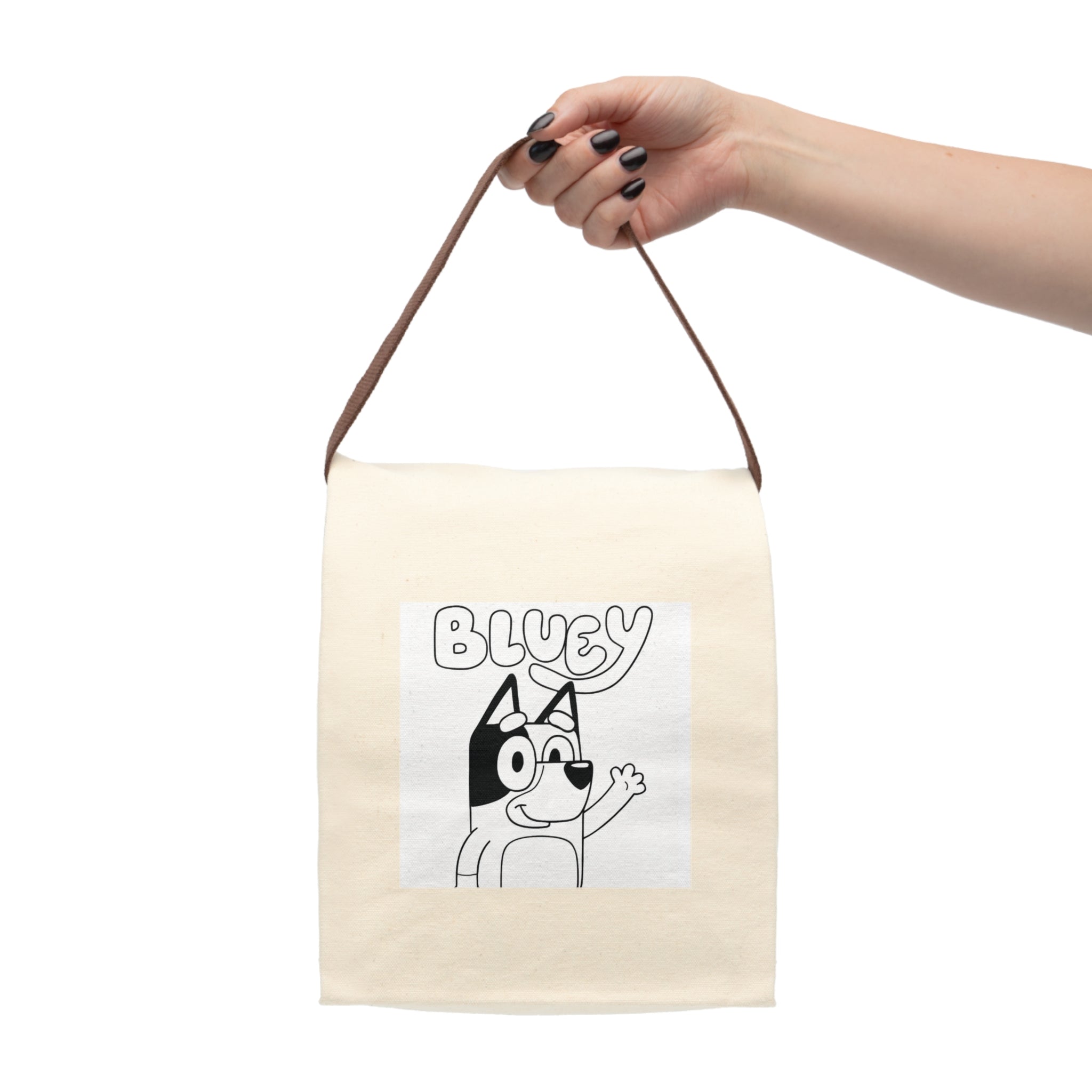 Bluey Canvas Lunch Bag — Kids Cartoon Insulated Lunch Tote with Strap