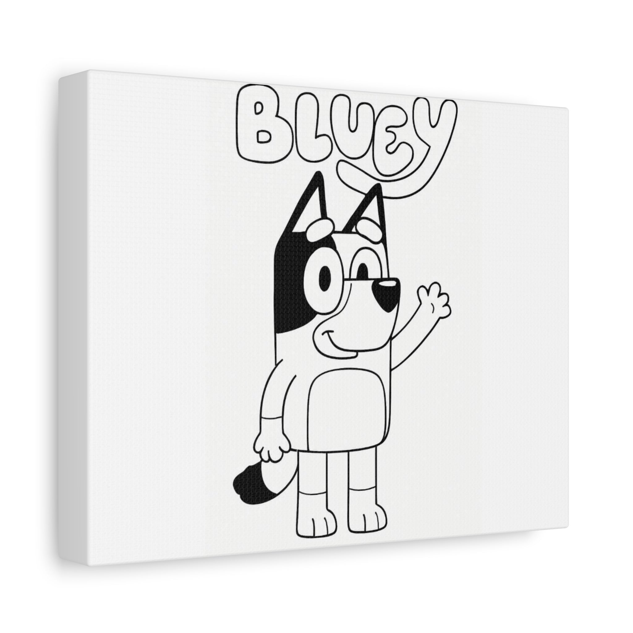 Canvas Wall Art — Black & White "Bluey" Character Print
