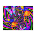 Psychedelic Sun & Mushroom Canvas Wall Art – Vibrant Butterfly Spiral Print