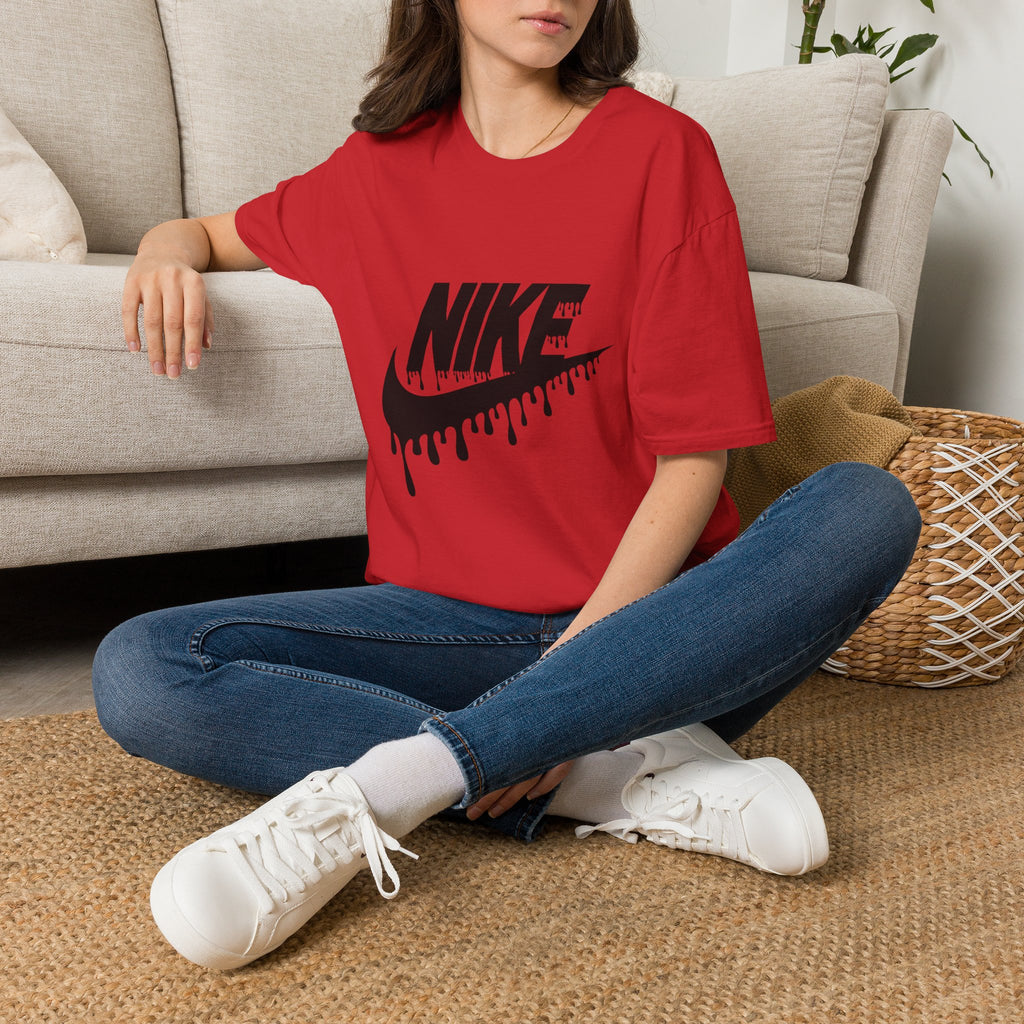 Drip Logo T‑Shirt — Black 'NIKE' Dripping Swoosh Graphic Tee