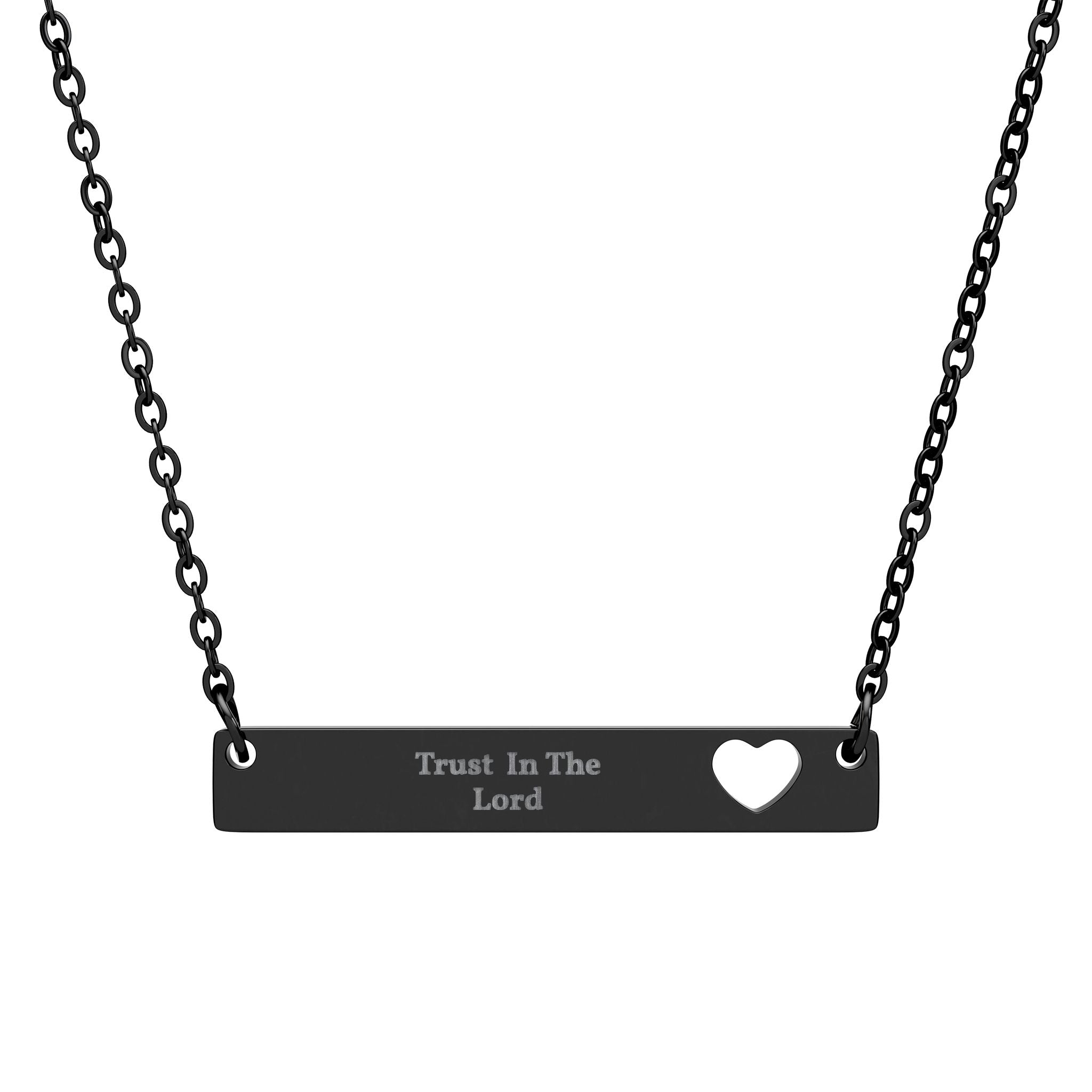 Cutout Heart Bar Necklace — Personalized Engraved Heart Bar Pendant