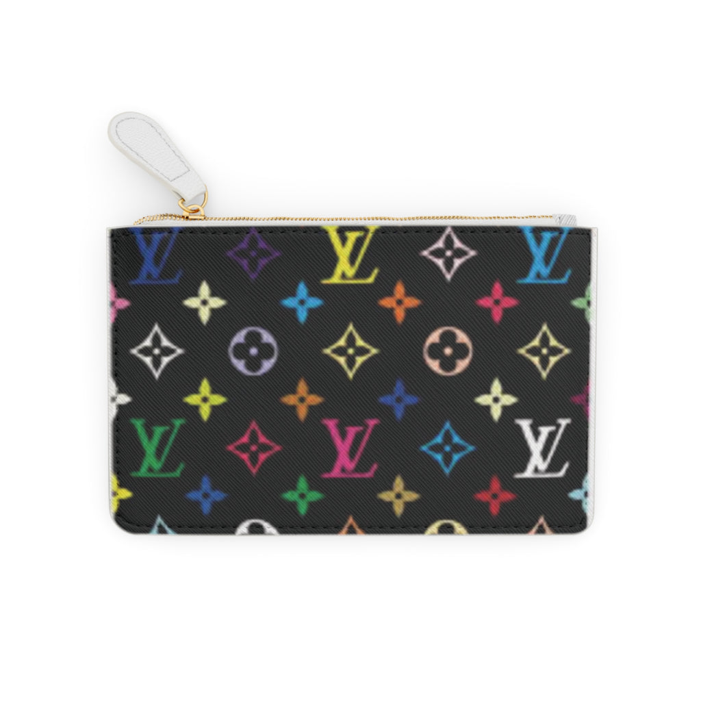 Mini Clutch Bag — Black Rainbow Monogram Coin Pouch
