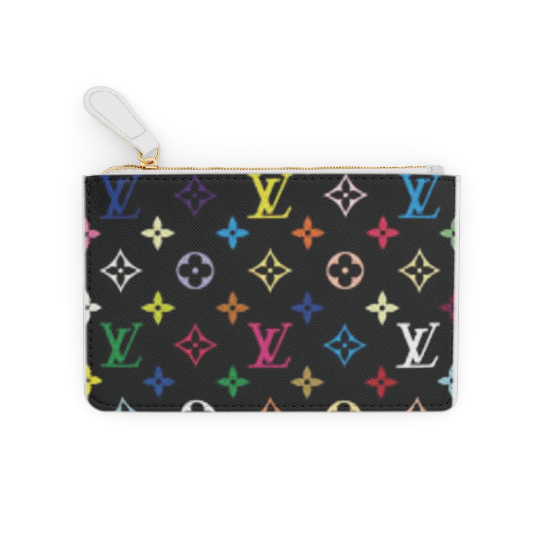 Mini Clutch Bag — Black Rainbow Monogram Coin Pouch