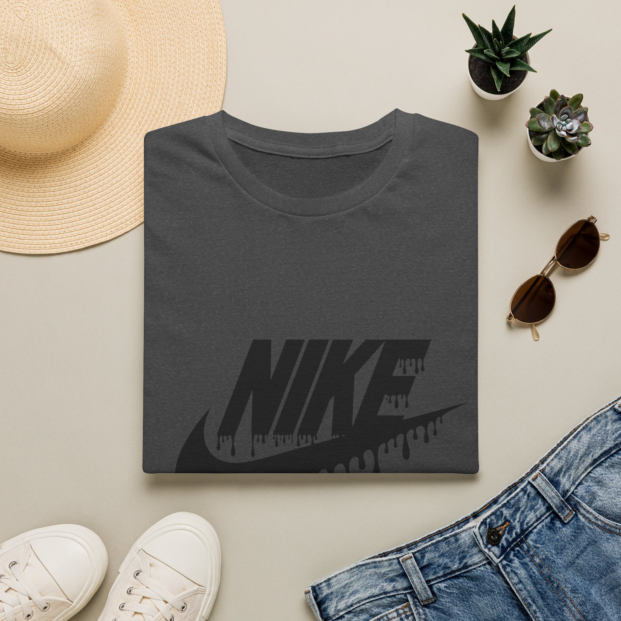 Drip Logo T‑Shirt — Black 'NIKE' Dripping Swoosh Graphic Tee