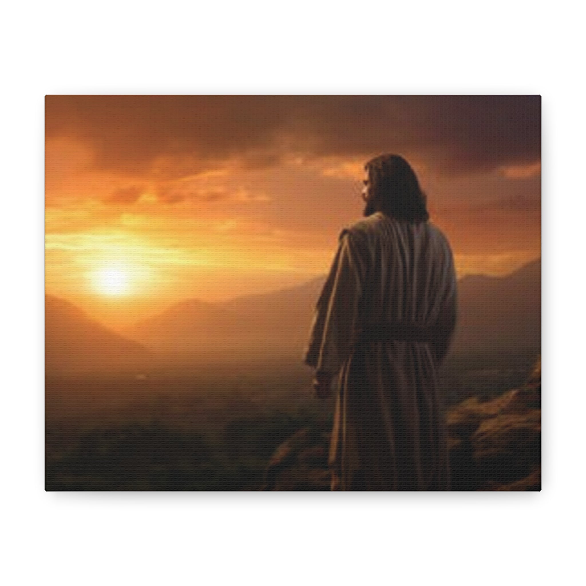 Inspirational Jesus Sunrise Matte Canvas Print — Religious Wall Art for Home & Church