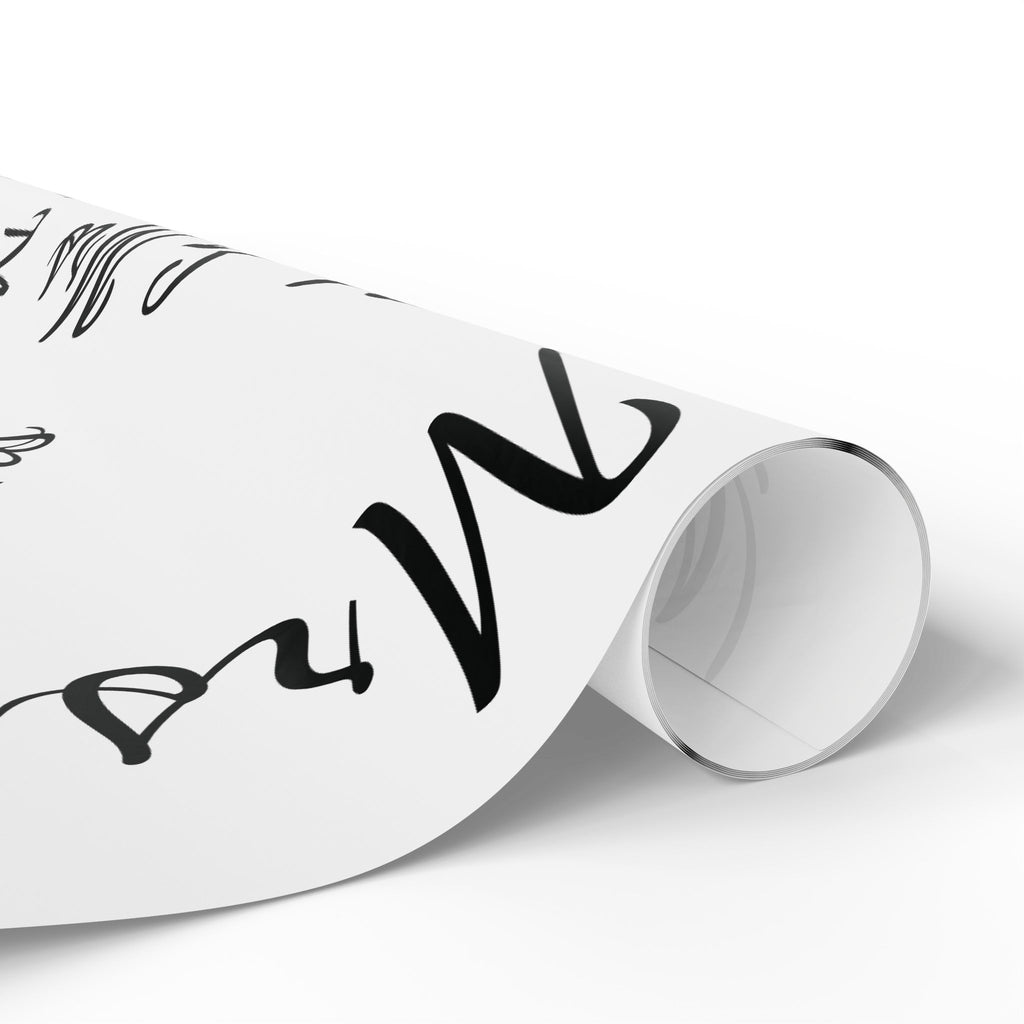 Monochrome Handwritten "Merry" Wrapping Paper Roll