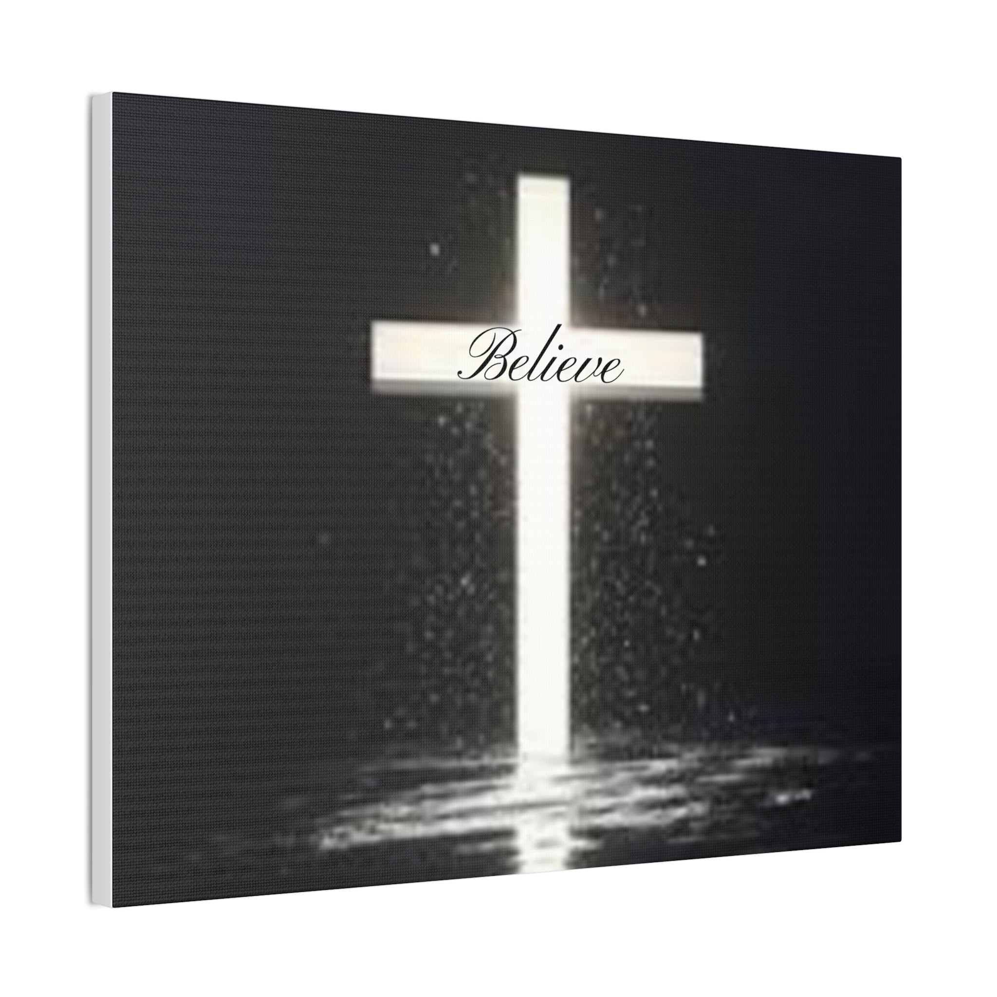 Believe Cross Canvas Wall Art – Inspirational Christian Canvas Print