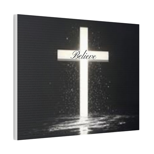 Believe Cross Canvas Wall Art – Inspirational Christian Canvas Print