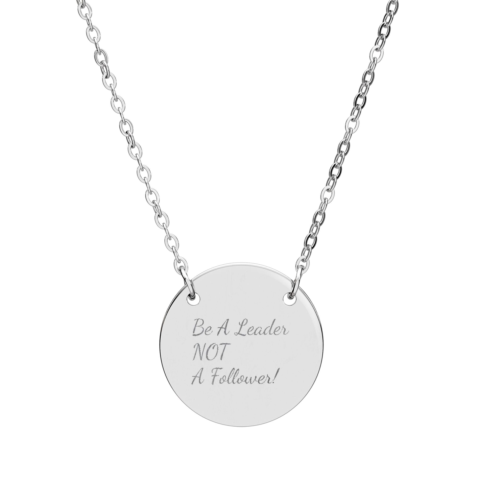 Engraved Circle Necklace — Personalized Script Pendant (Silver or Rose Gold)