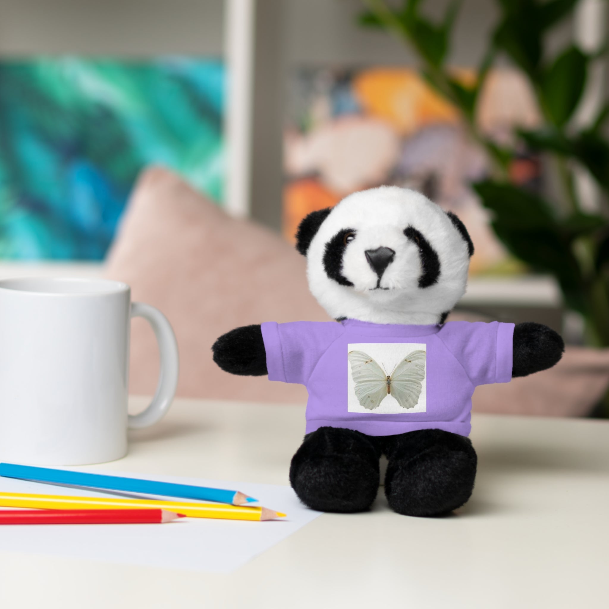 Plush Teddy Bear with Butterfly Tee — Soft Stuffed Animal Gift