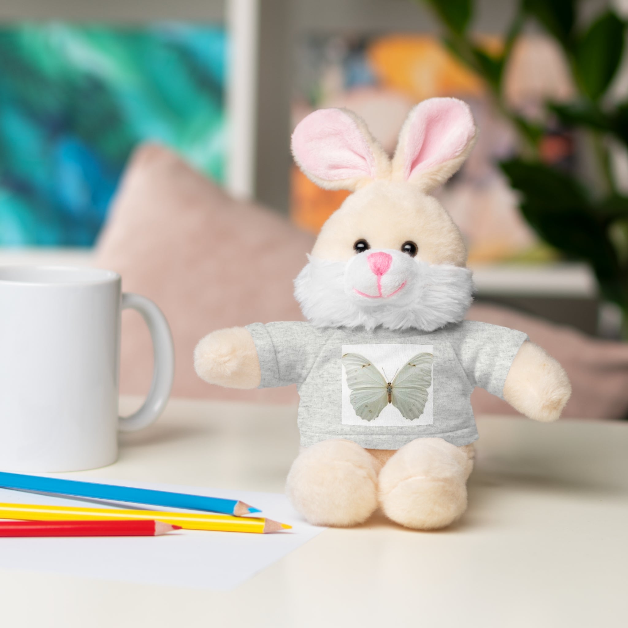 Plush Teddy Bear with Butterfly Tee — Soft Stuffed Animal Gift