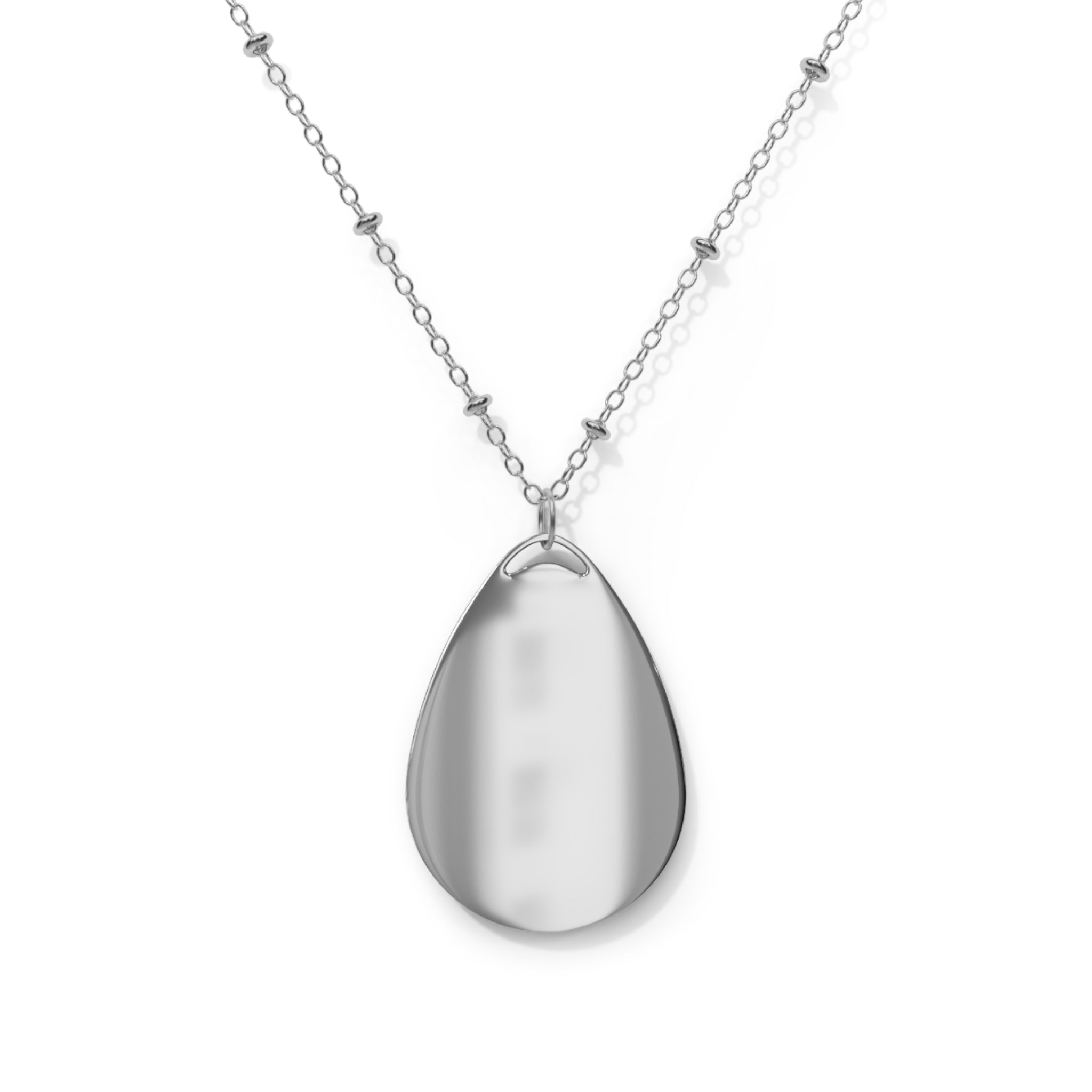 Oval Necklace — Devotional Bird on Cross Teardrop Pendant Necklace