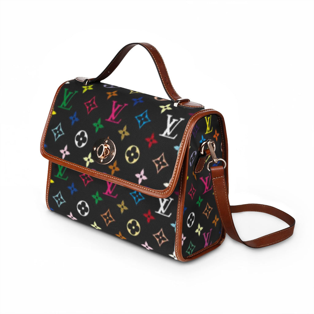 Designer-Inspired Canvas Handbag — Multicolor Monogram Waterproof Bag
