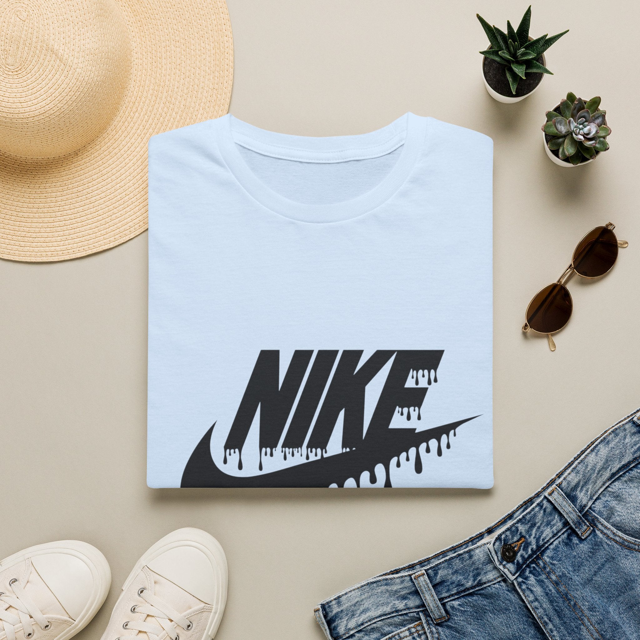 Drip Logo T‑Shirt — Black 'NIKE' Dripping Swoosh Graphic Tee