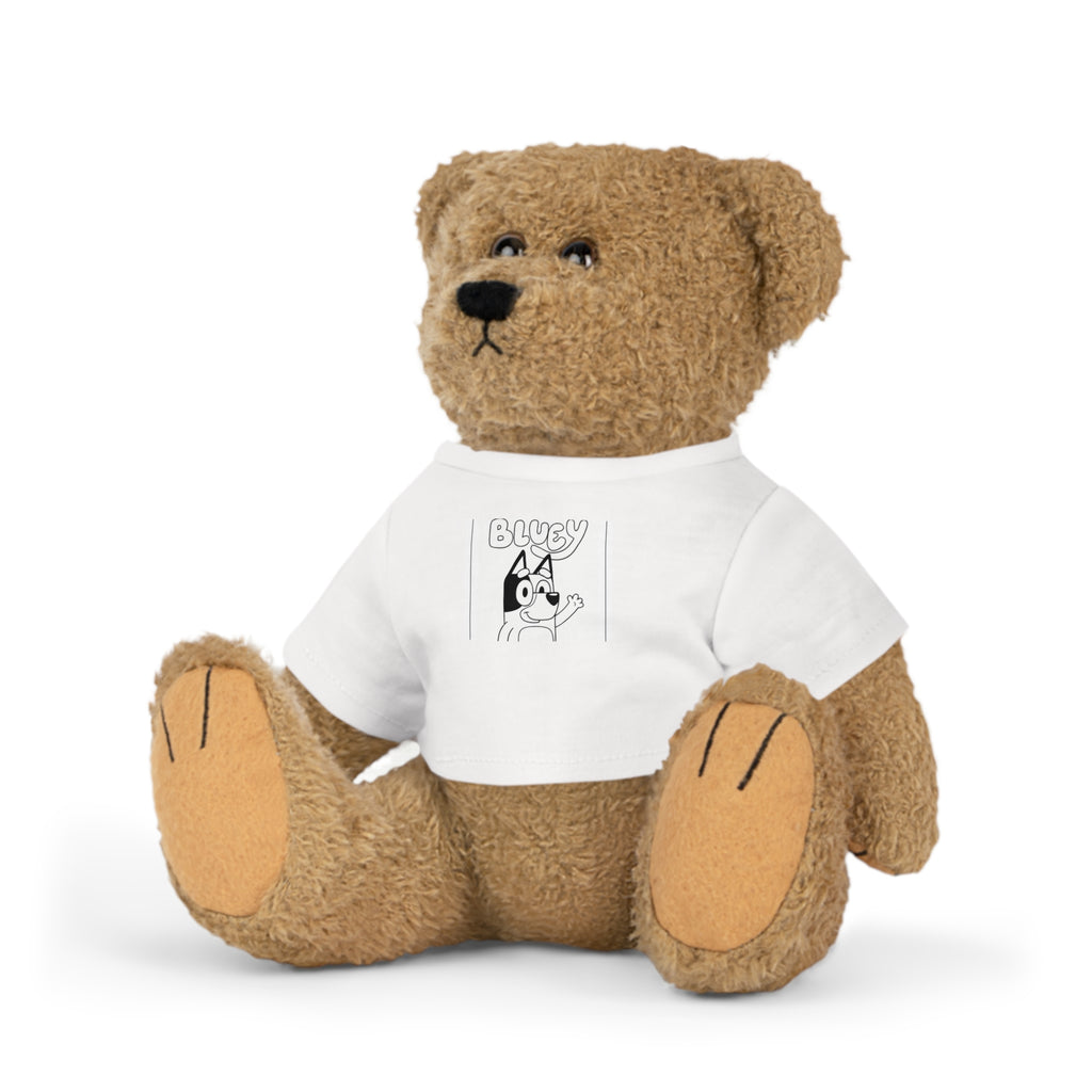 Plush Toy — Cute 'Bluey' Cartoon Bear in T‑Shirt, Soft Stuffed Animal Gift for Kids