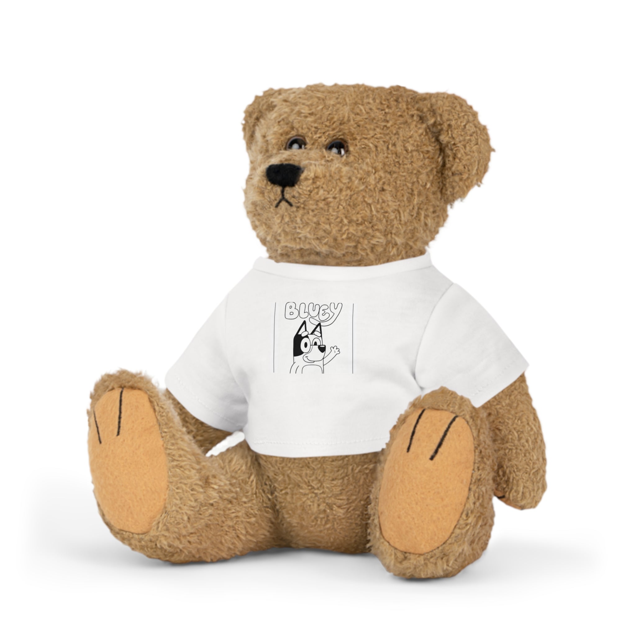 Plush Toy — Cute 'Bluey' Cartoon Bear in T‑Shirt, Soft Stuffed Animal Gift for Kids