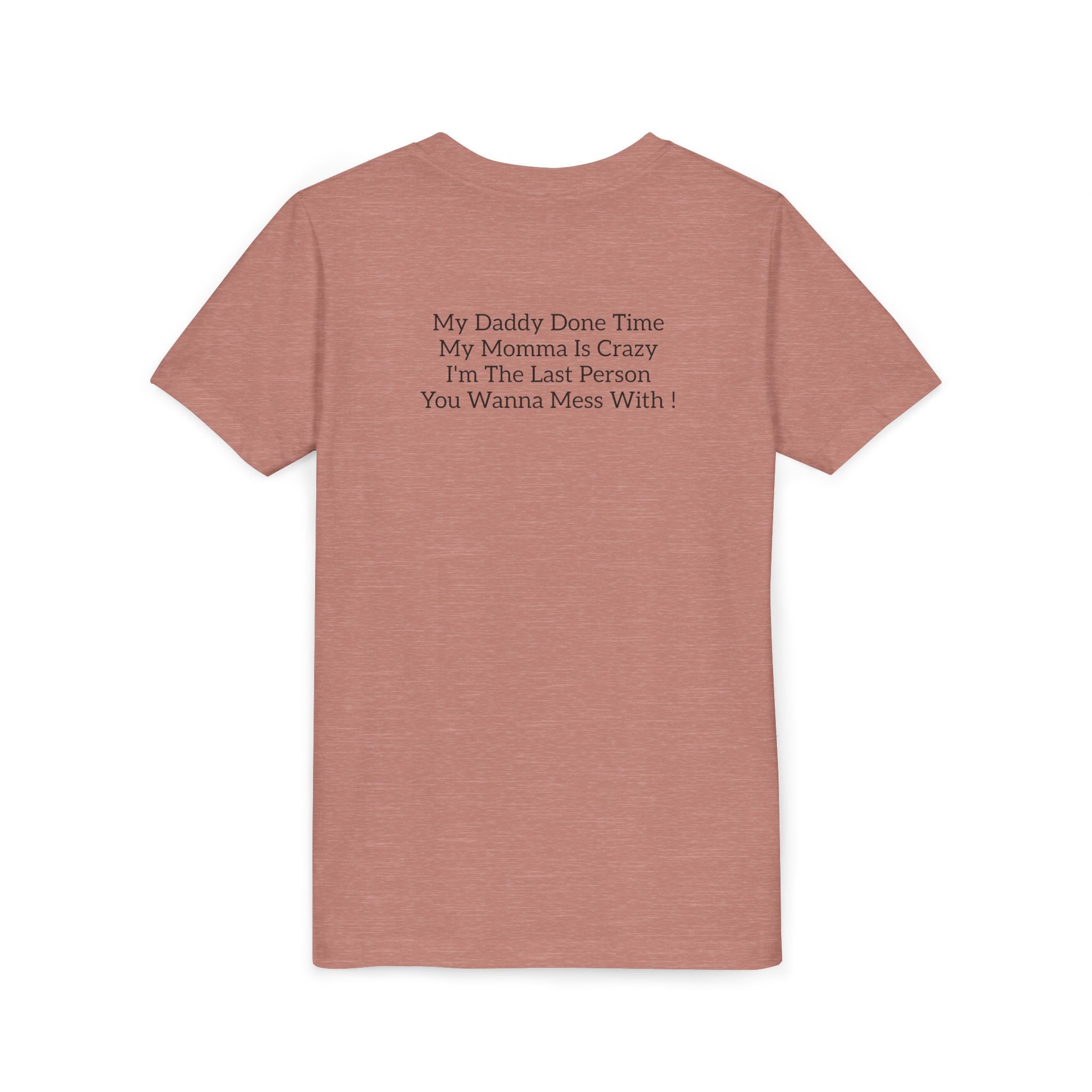 Youth Tee "Caution..." Back Quote — Protective Family Message Shirt