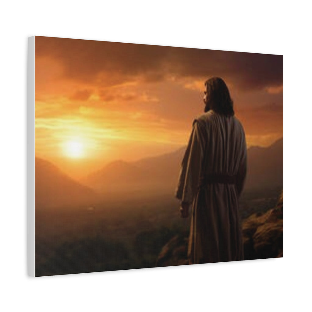 Inspirational Jesus Sunrise Matte Canvas Print — Religious Wall Art for Home & Church