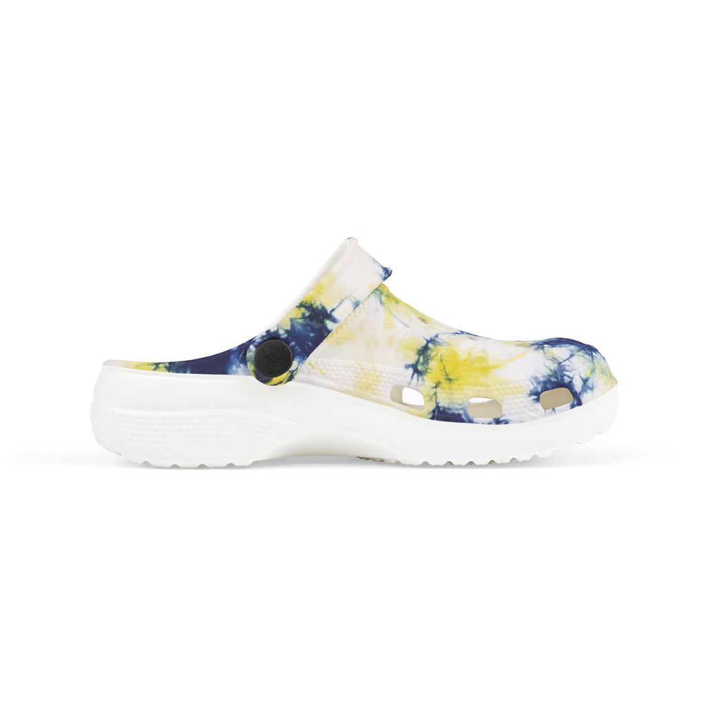 Kids Tie-Dye EVA Foam Clogs — Yellow & Navy Comfortable Garden Shoes