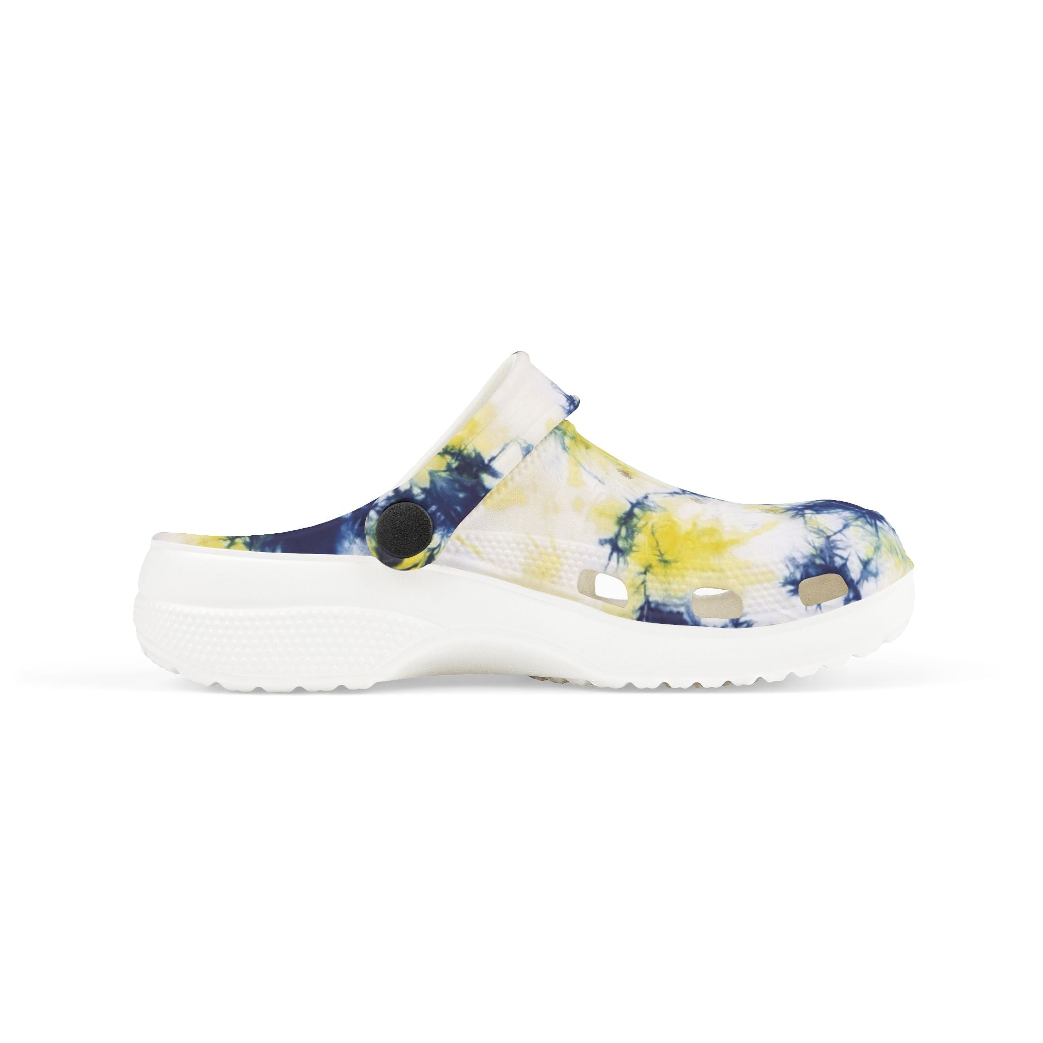 Kids Tie-Dye EVA Foam Clogs — Yellow & Navy Comfortable Garden Shoes
