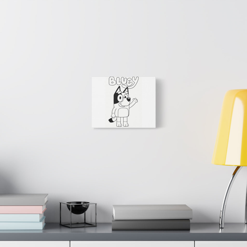 Canvas Wall Art — Black & White "Bluey" Character Print
